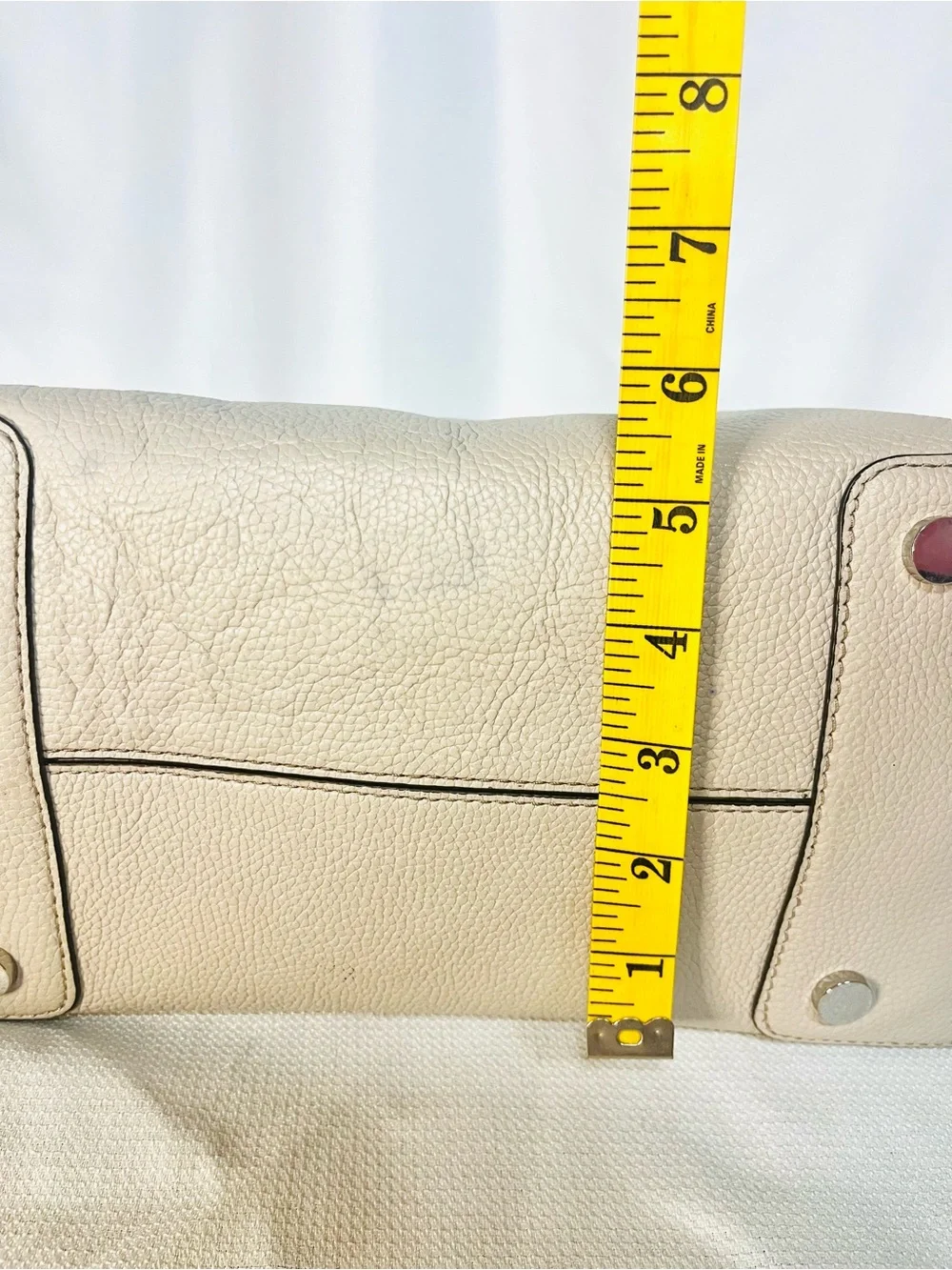 Michael Kors Pebble Leather Beige Cream Tote with Lock Charm - Picture 16 of 16